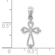 14K White Gold Diamond Accented Cross Pendant