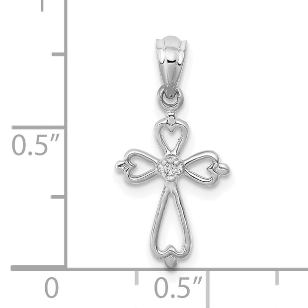 14K White Gold Diamond Accented Cross Pendant