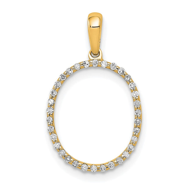 14K Diamond Letter O Initial Pendant