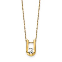 14K Lab Grown VS/SI FGH Dia U-Shape Pendant Necklace