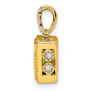 14k Square Peridot and Diamond Pendant