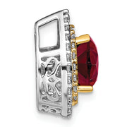 14K Two-Tone Lab Grown VS/SI FGH Dia & Created Ruby Pendant