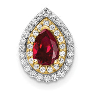 14K Two-Tone Lab Grown VS/SI FGH Dia & Created Ruby Pendant