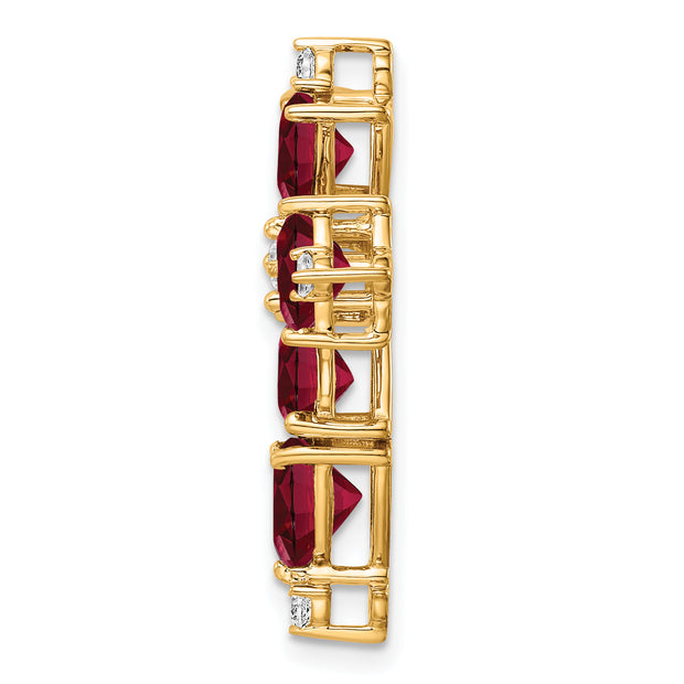 14K Lab Grown VS/SI FGH Dia & Created Ruby Pendant