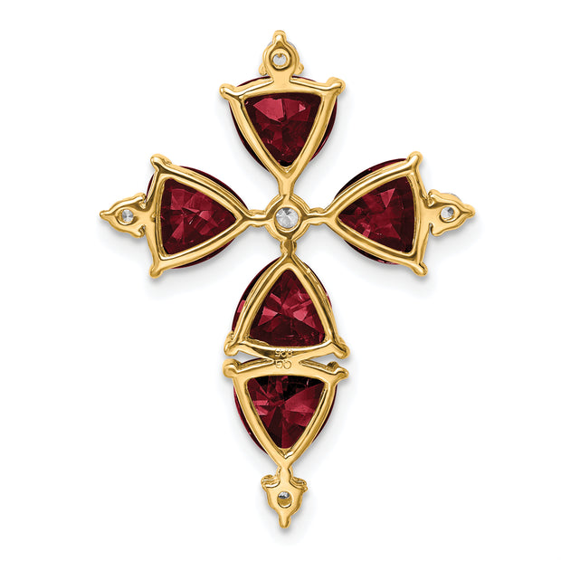 14K Lab Grown VS/SI FGH Dia & Created Ruby Pendant