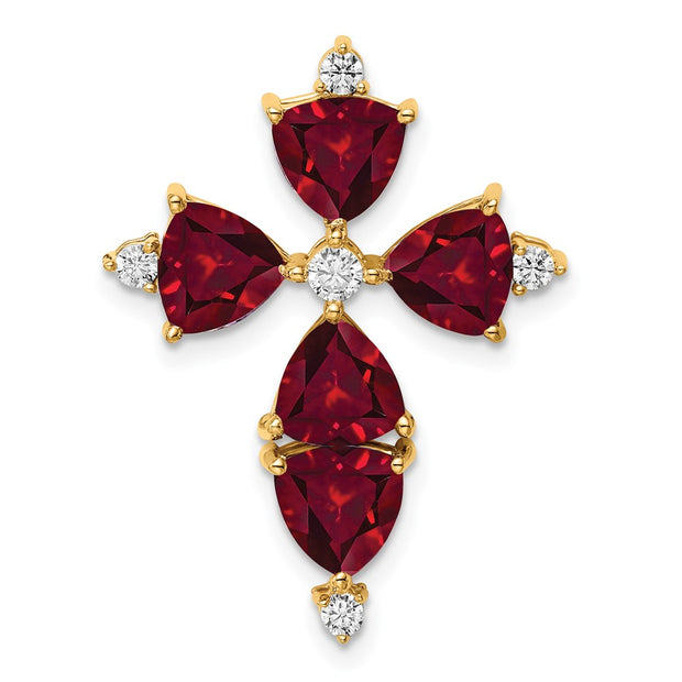 14K Lab Grown VS/SI FGH Dia & Created Ruby Pendant