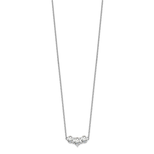 14K White Gold Lab Grown Diamond VS/SI FGH 3 Stone Complete Necklace