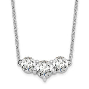 14K White Gold Lab Grown Diamond VS/SI FGH 3 Stone Complete Necklace