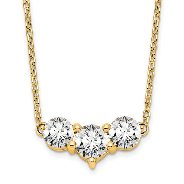 14K Yellow Gold Lab Grown Diamond VS/SI FGH 3 Stone Complete Necklac
