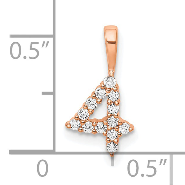 14k Rose Gold Diamond Number 4 Pendant