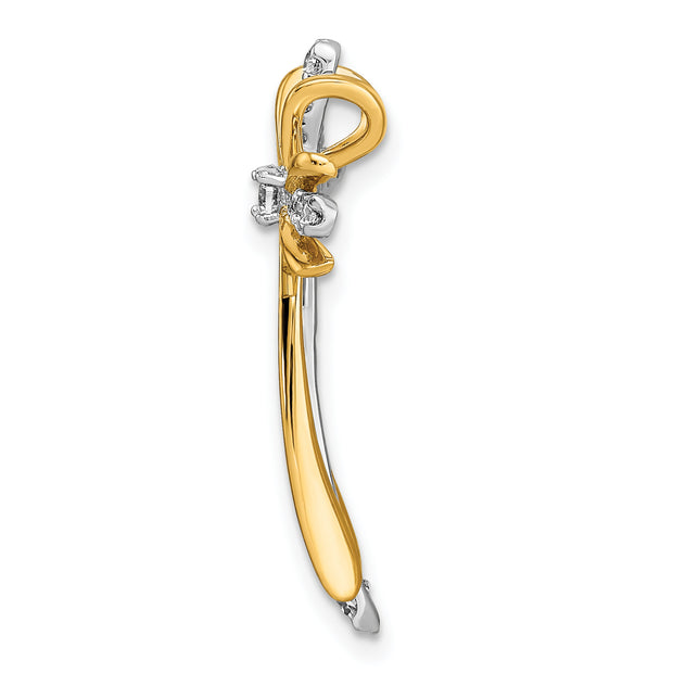 14k Two-tone Polished Diamond Cross