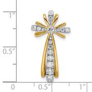 14k Two-tone Polished Diamond Cross