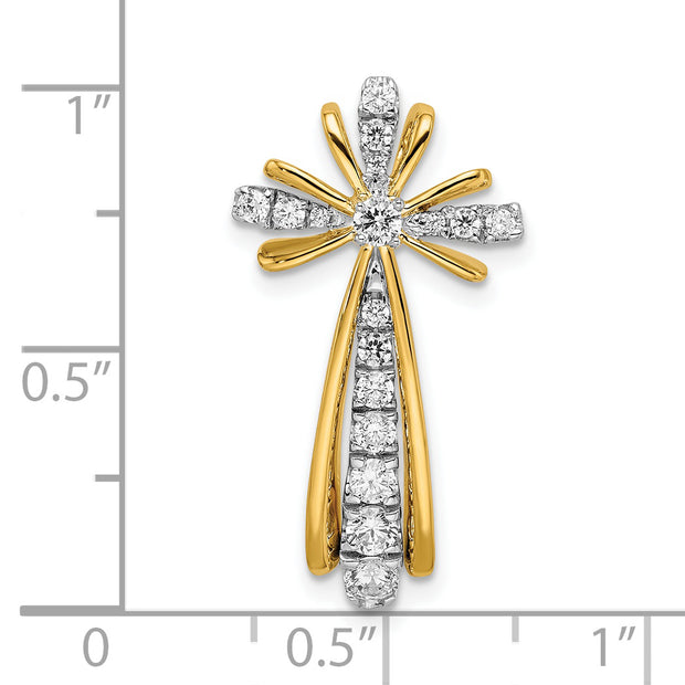 14k Two-tone Polished Diamond Cross