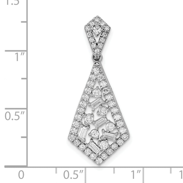 14k White Gold Polished Fancy Dangle Diamond Chain Slide