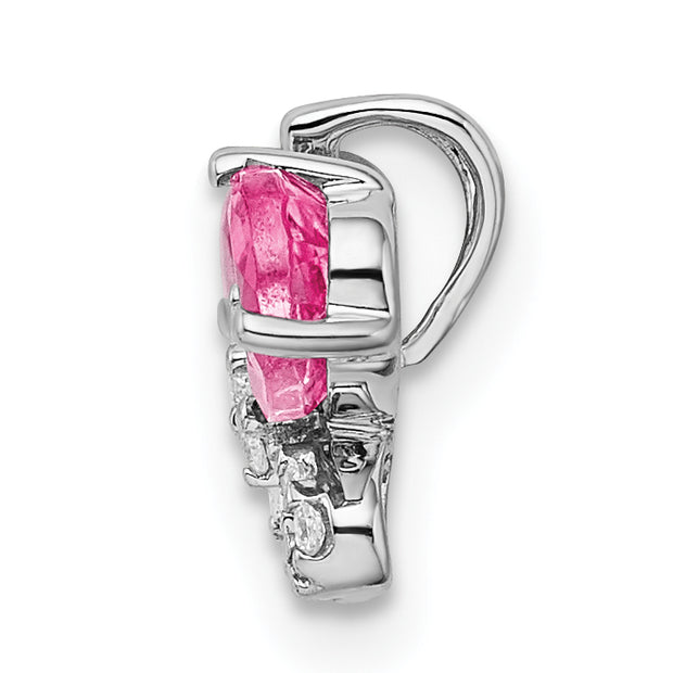 14k White Gold Pink Tourmaline & Diamond Butterfly Chain Slide