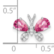 14k White Gold Pink Tourmaline & Diamond Butterfly Chain Slide