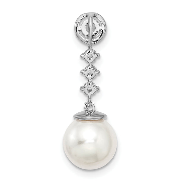 14k White Gold Freshwater Cultured Pearl & Diamond Chain Slide