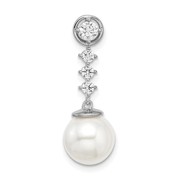 14k White Gold Freshwater Cultured Pearl & Diamond Chain Slide