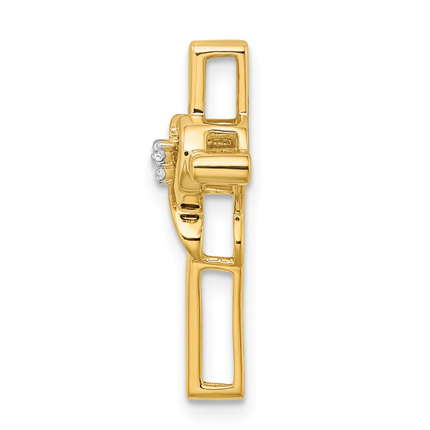 14k Polished Cross with Heart Diamond Chain Slide