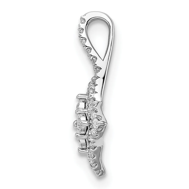 14k White Gold Polished Fancy Diamond Chain Slide