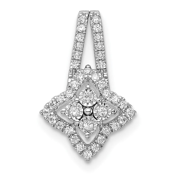 14k White Gold Polished Fancy Diamond Chain Slide