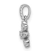 14k White Gold Polished Diamond Flower Pendant