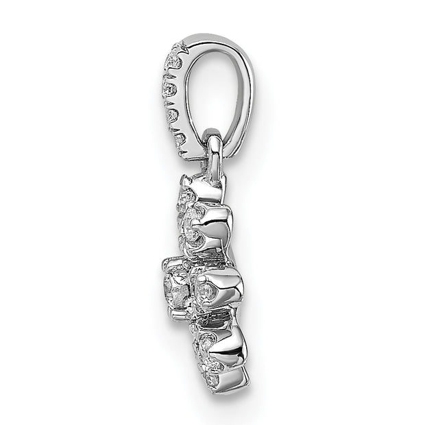 14k White Gold Polished Diamond Flower Pendant