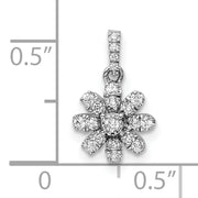 14k White Gold Polished Diamond Flower Pendant
