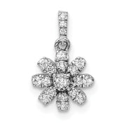14k White Gold Polished Diamond Flower Pendant