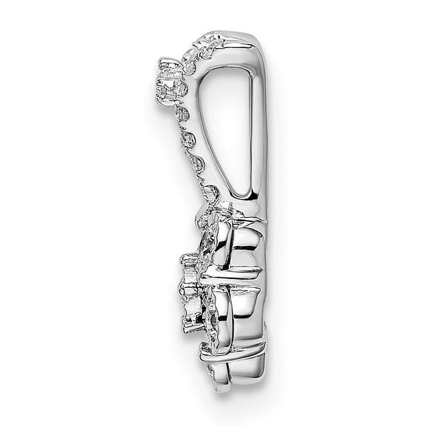 14k White Gold Polished Diamond Flower Pendant