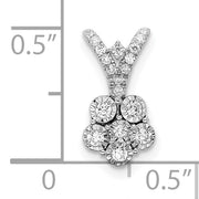 14k White Gold Polished Diamond Flower Pendant
