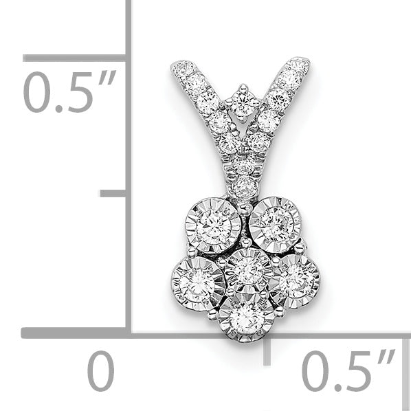 14k White Gold Polished Diamond Flower Pendant