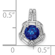 14k White Gold Sapphire and Diamond Chain Slide