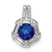 14k White Gold Sapphire and Diamond Chain Slide