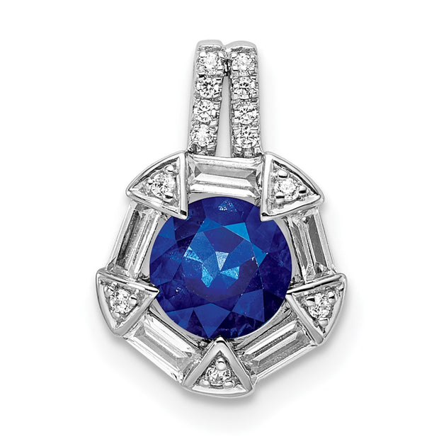 14k White Gold Sapphire and Diamond Chain Slide