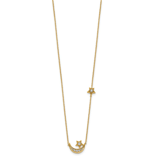 14k Moon & Star Diamond 18in Necklace