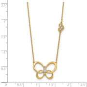 14k Diamond Butterfly 18in Necklace