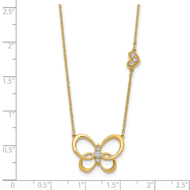 14k Diamond Butterfly 18in Necklace