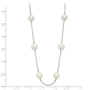 14K White Gold 6-7mm White Round FW Cultured Pearl 12-station Necklace