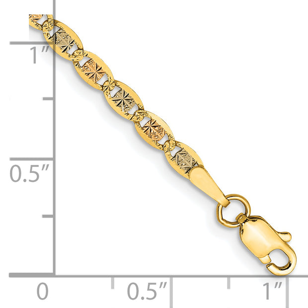 14k 2.75mm Tri-color Gold Pav? Valentino Chain