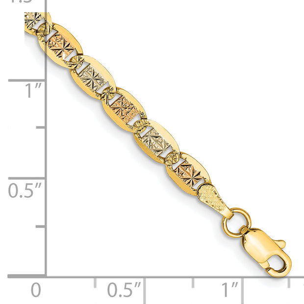 14k 3.8mm Tri-color Gold Pav? Valentino Chain