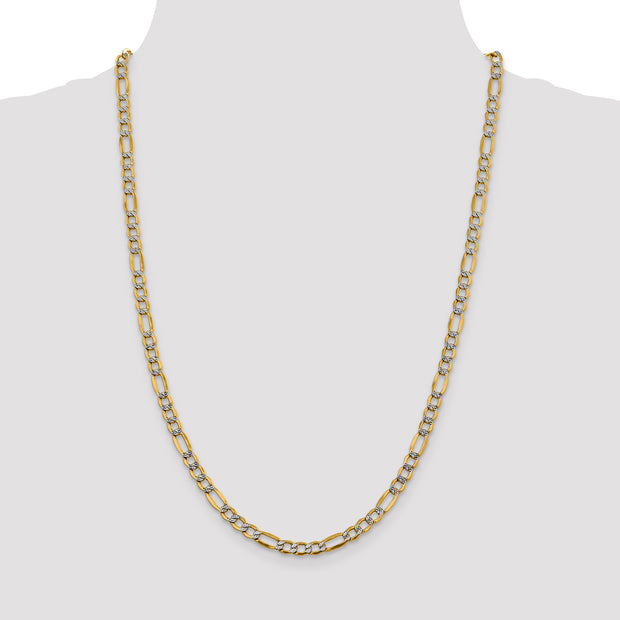 14k 5.25mm Semi-solid with Rhodium Pav? Figaro Chain