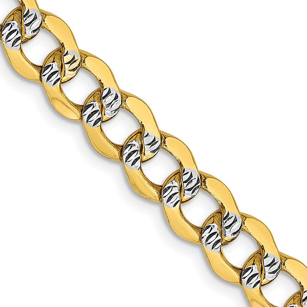 14k 6.75mm Semi-solid with Rhodium Pav? Curb Chain