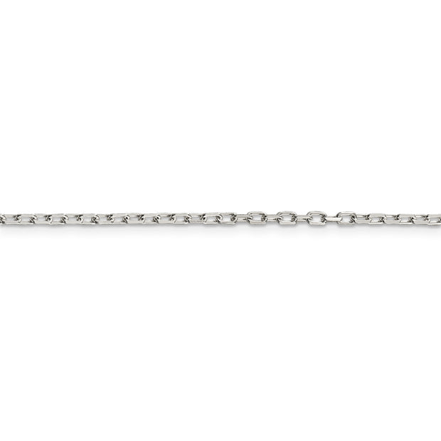 Sterling Silver 2.2mm Diamond-cut Long Link Cable Chain