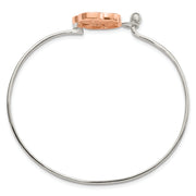 Sterling Silver Rose-tone Polished Flower Bangle