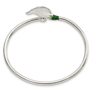 Sterling Silver Polished Enameled Lily Flexible Bangle