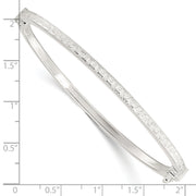 Sterling Silver Polished Textured Design Hinged Bangle