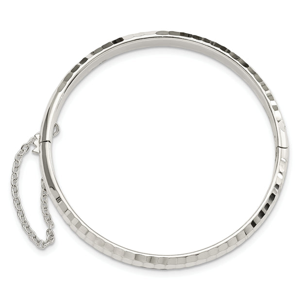 SS RH-plated Polished & D/C 5mm w/ Safety Hinged Children's Bangle