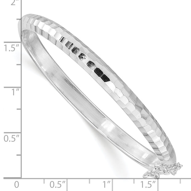 SS RH-plated Polished & D/C 5mm w/ Safety Hinged Children's Bangle