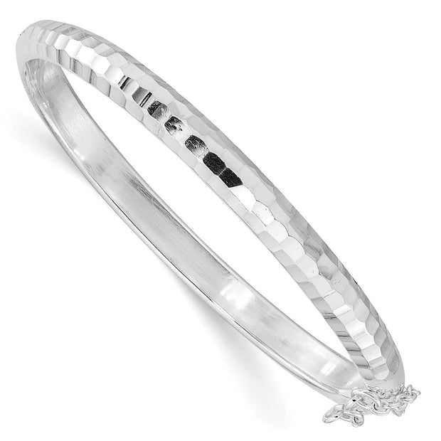 SS RH-plated Polished & D/C 5mm w/ Safety Hinged Children's Bangle
